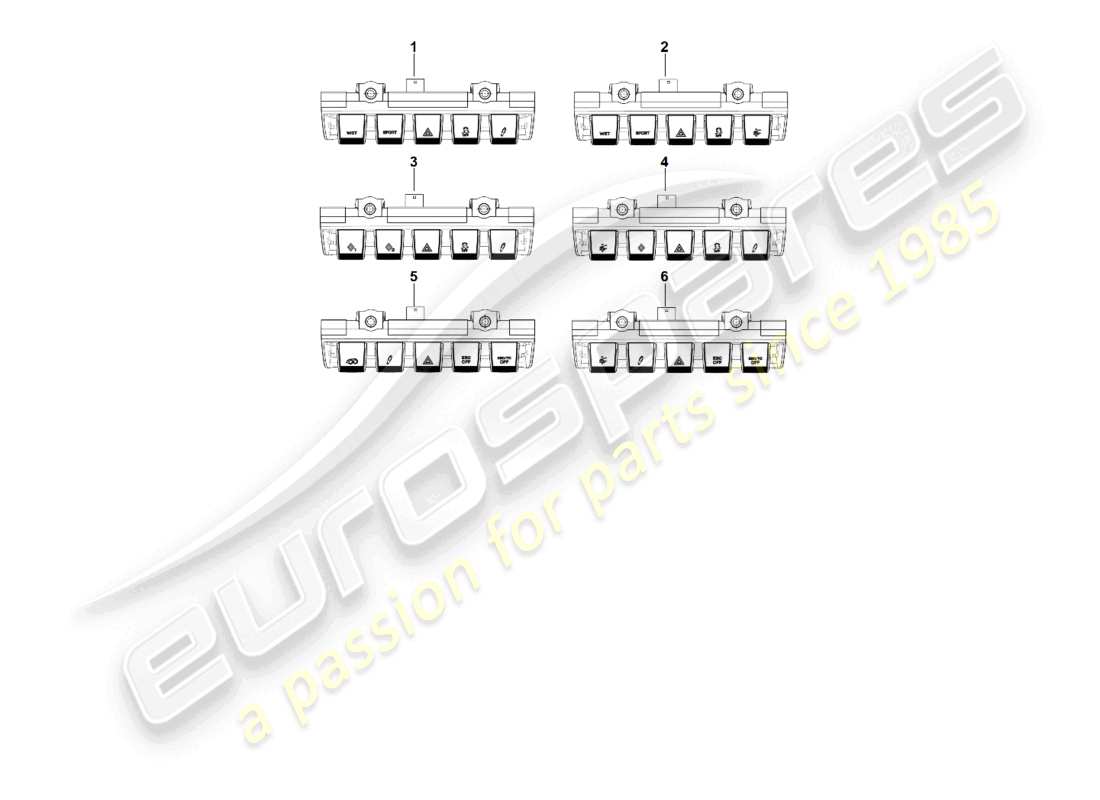 porsche 2026 (992-2 gt3/rs/st) cruscotto del modulo switch diagramma delle parti