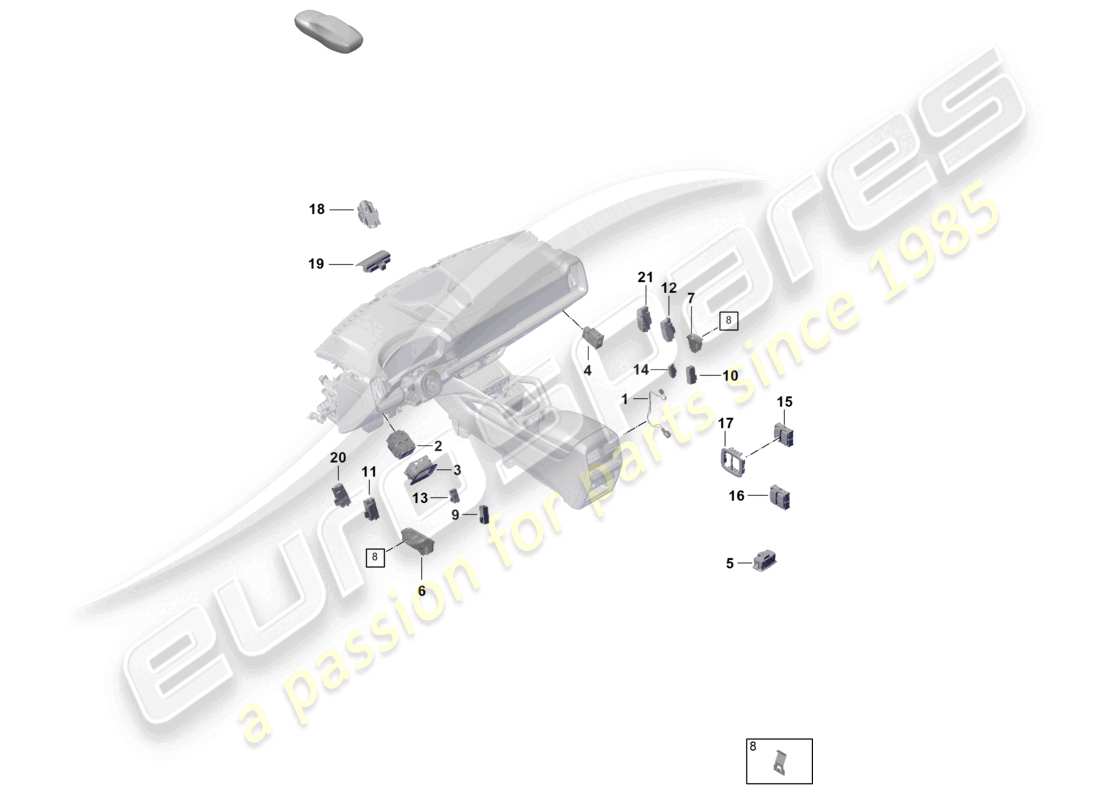 porsche 2023 (cayenne e3 pa) schema delle parti dell'interruttore di controllo dell'interruttore