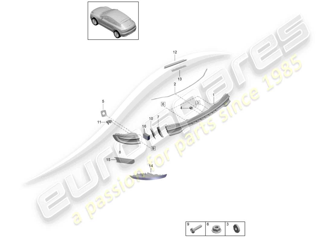 porsche 2021 (macan) luce posteriore luce freno aggiuntiva schema delle parti