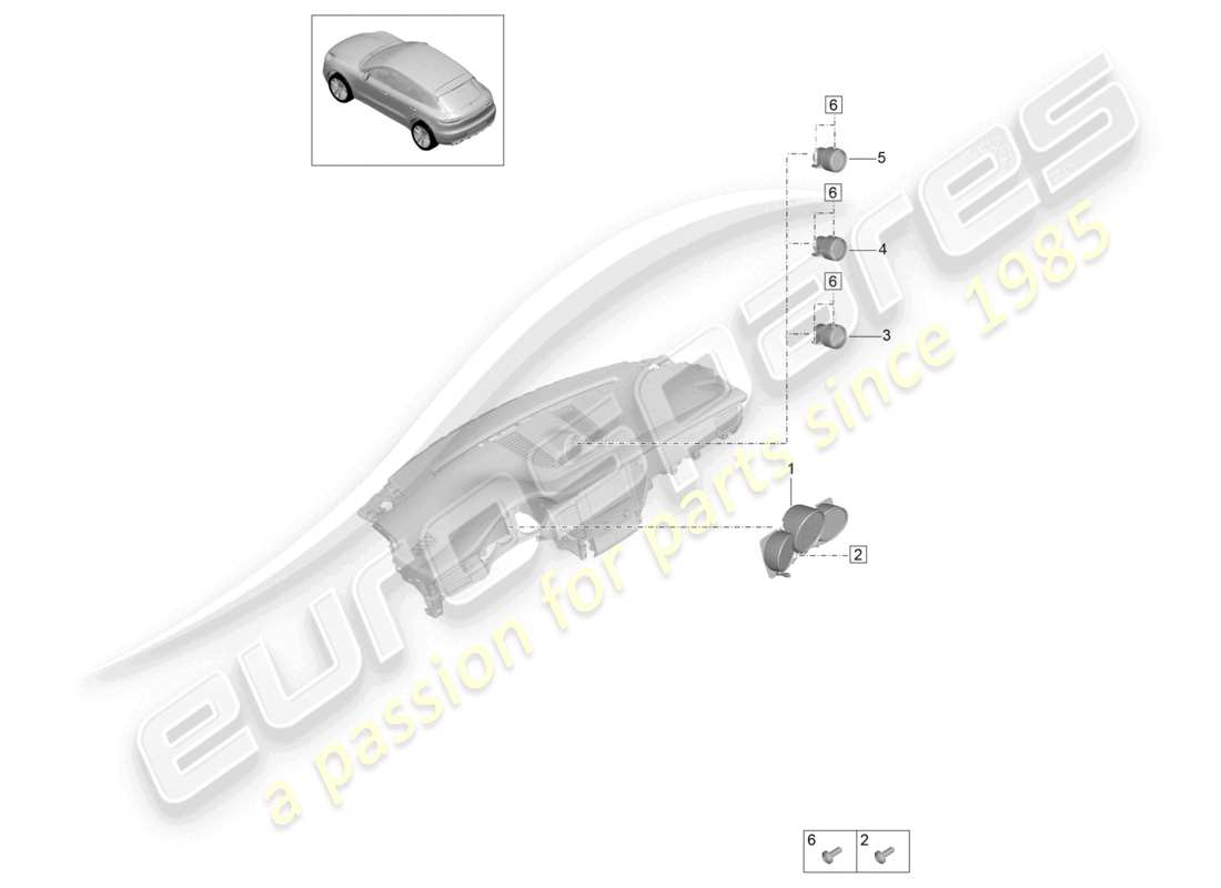 porsche 2021 (macan) strumento combinato quadrante carrera rosso bianco mojave cronometro bussola diagramma delle parti