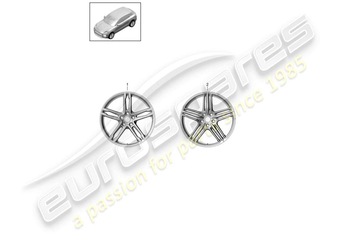 porsche 2021 (macan) cerchio in lega 19 diagramma delle parti
