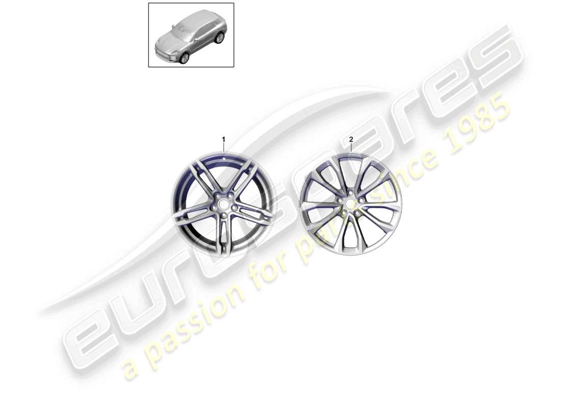 porsche 2021 (macan) cerchio in lega 19 per pneumatici invernali schema delle parti