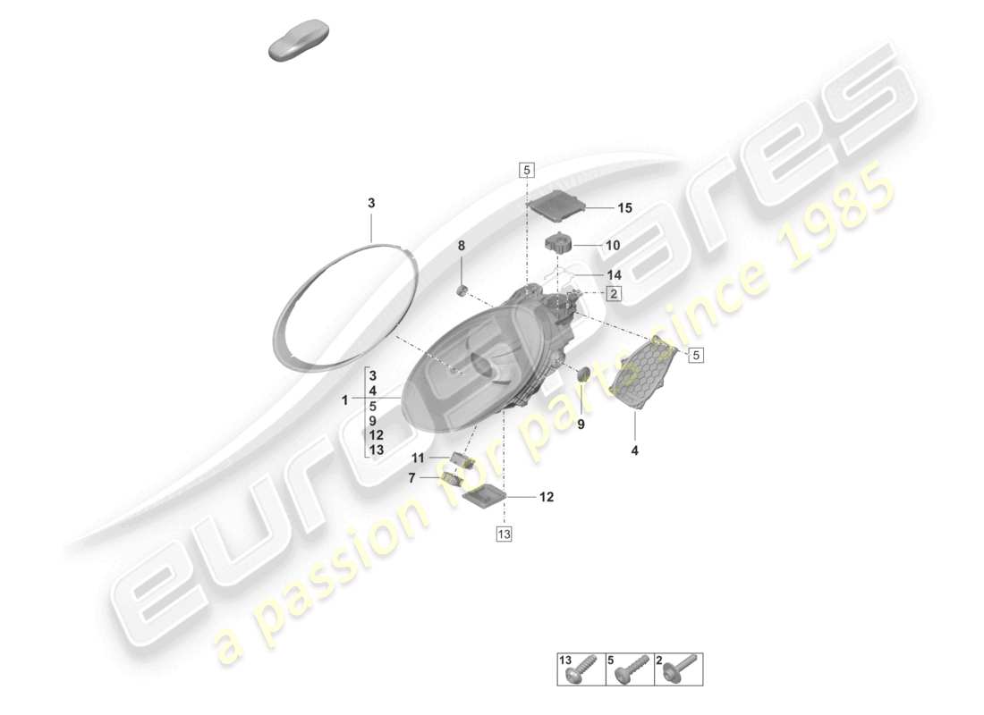 porsche 2022 (992-1 gt3/rs/st) faro a led con matrice di fascio diagramma della parte nera
