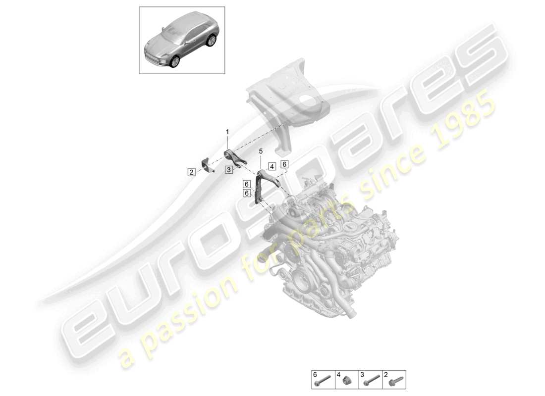 porsche 2021 (macan) attrezzatura di sollevamento del motore supporto motore diagramma delle parti