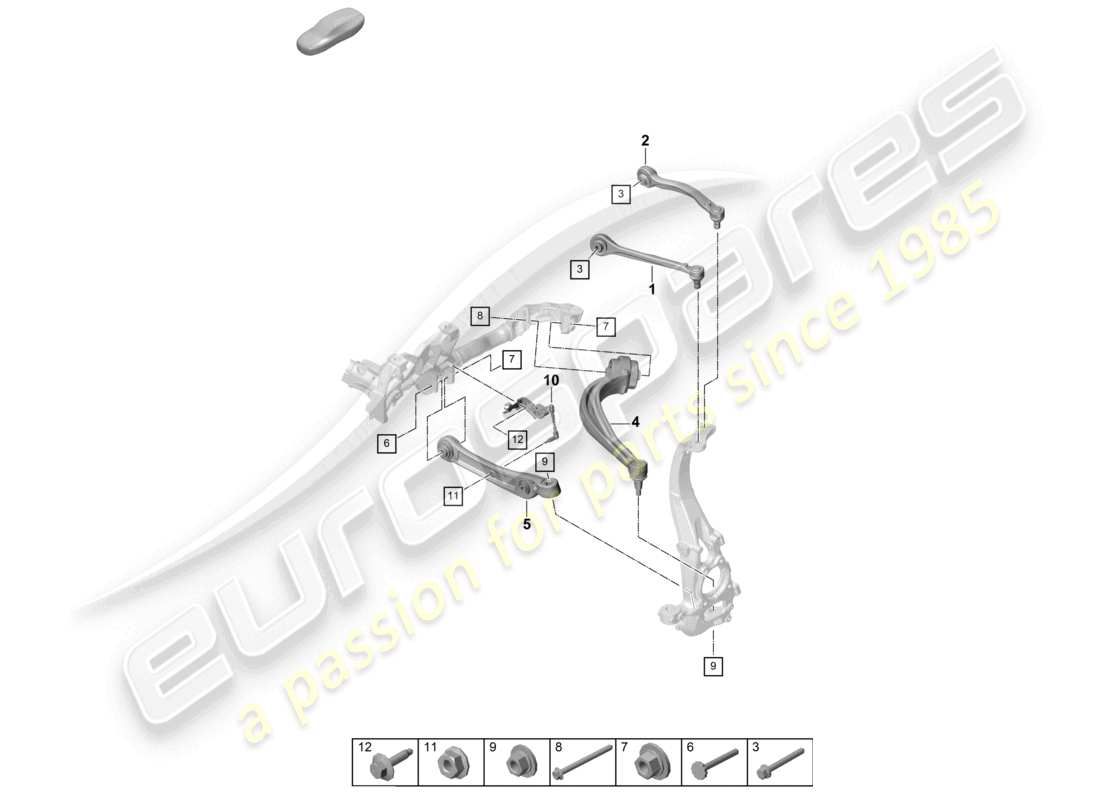 porsche 2023 (cayenne e3 pa) assale anteriore a forcella diagramma delle parti