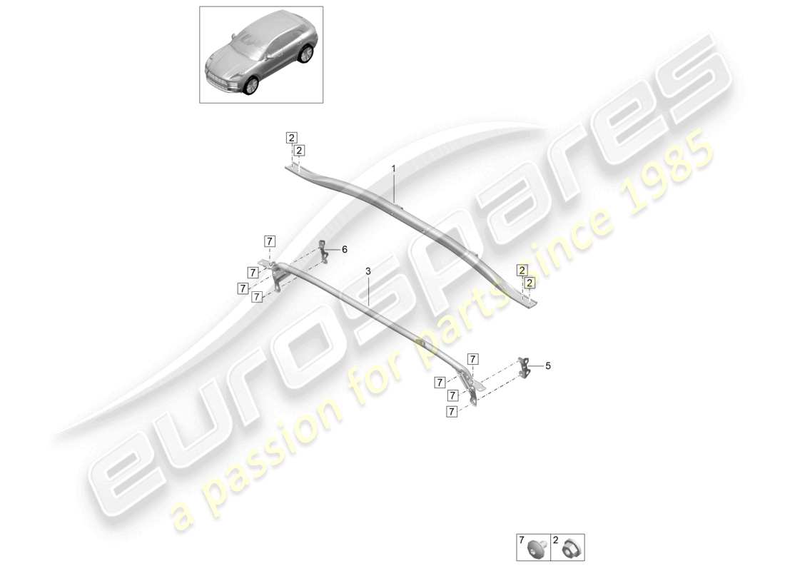 porsche 2021 (macan) puntone a cupola parte anteriore diagramma delle parti