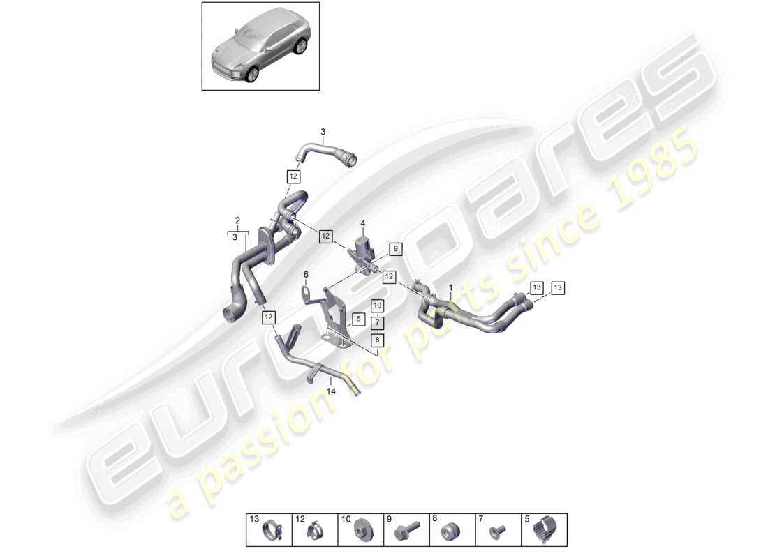 porsche 2021 (macan) riscaldatore r4 2,0l scatola dell'acqua tfsi per modelli con riscaldatore supplementare d - mj 2020>> schema dei componenti