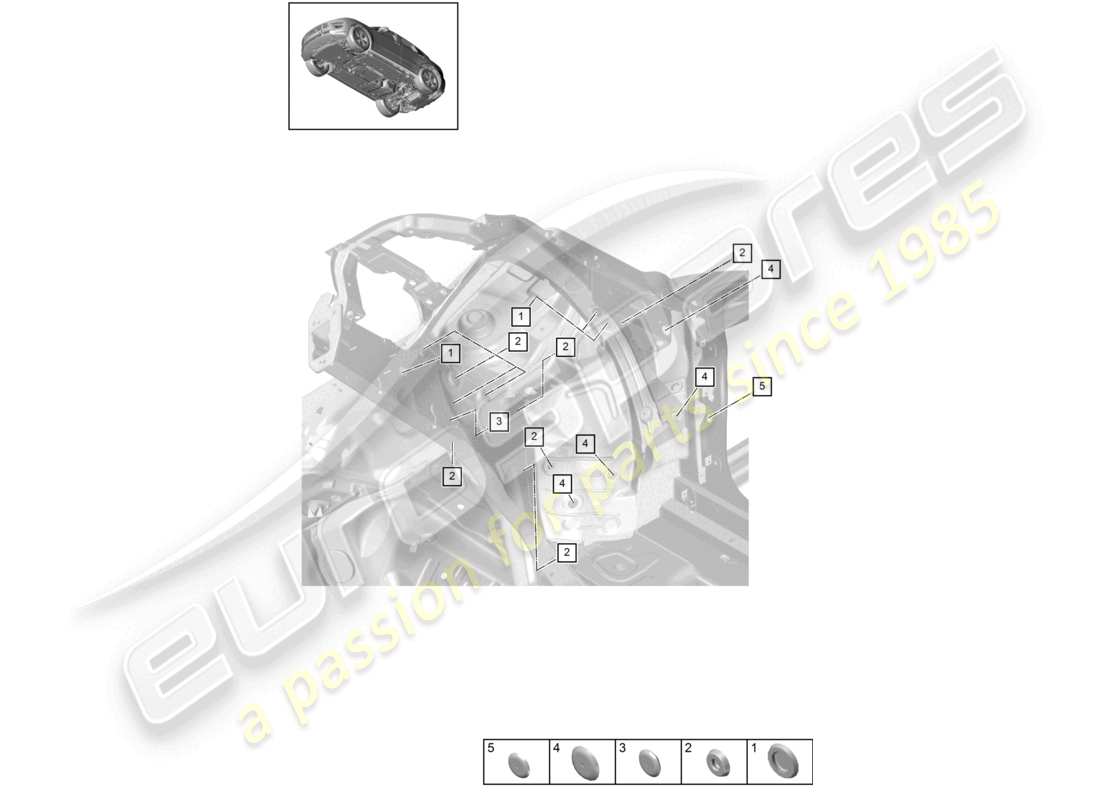 porsche 2021 (macan) tappi parte anteriore passaruota diagramma delle parti