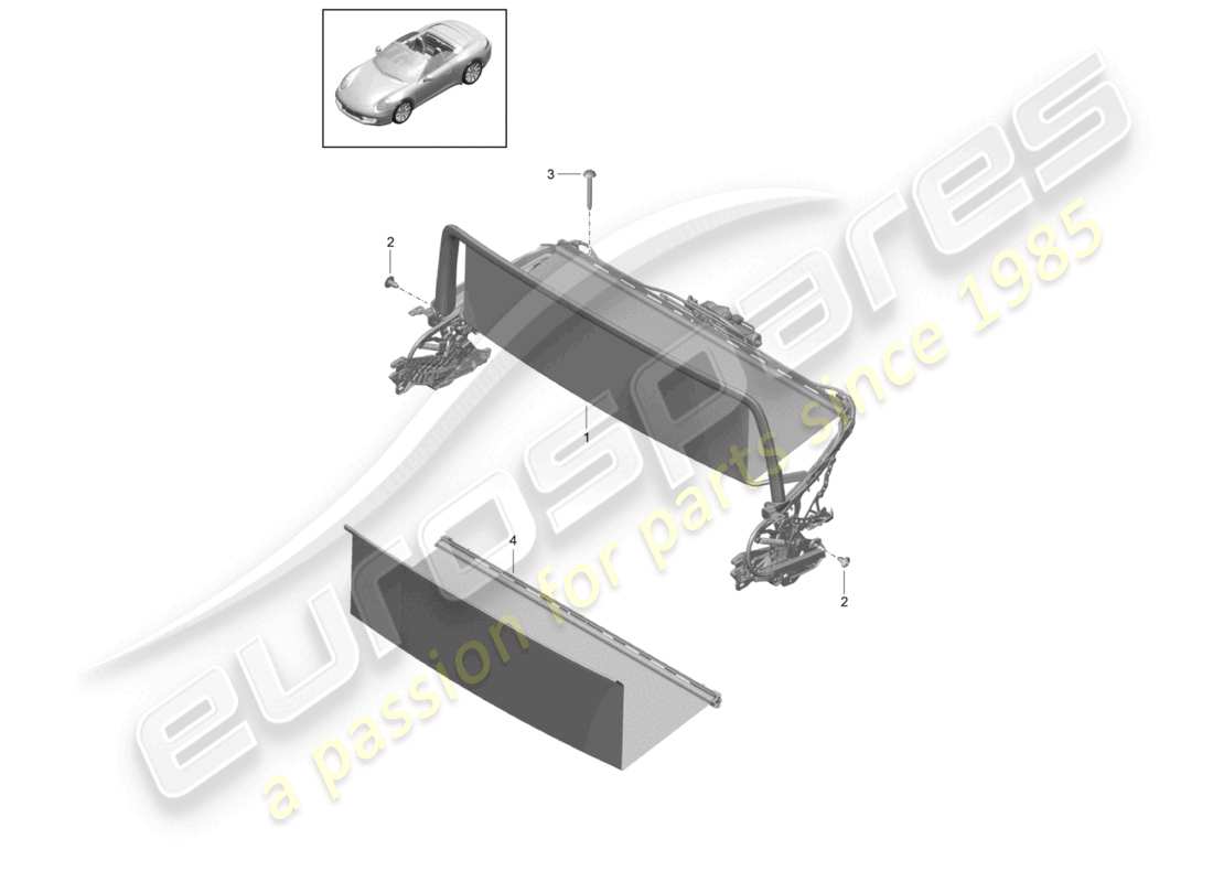 porsche 2021 (992-1) diagramma delle parti del frangivento