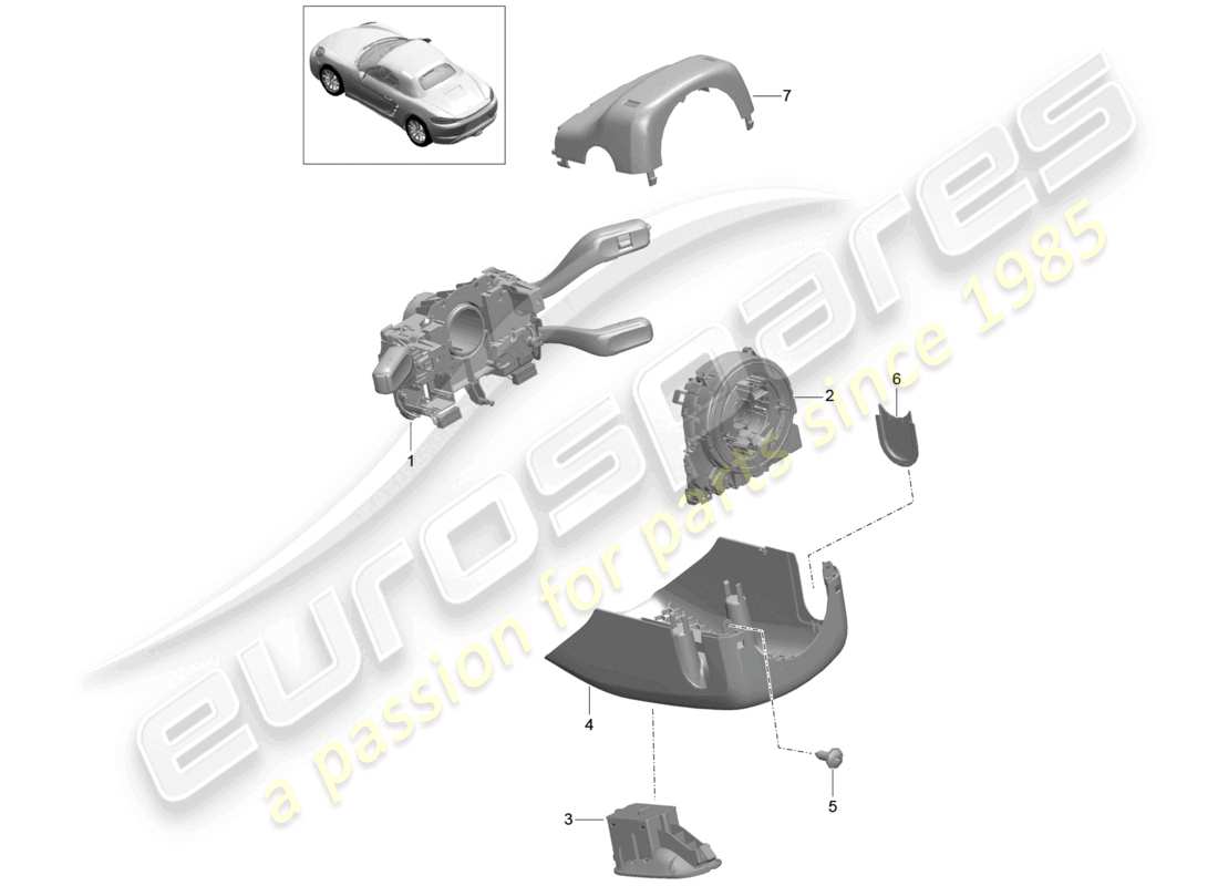 porsche 2021 (718 boxster) interruttore piantone dello sterzo schema delle parti