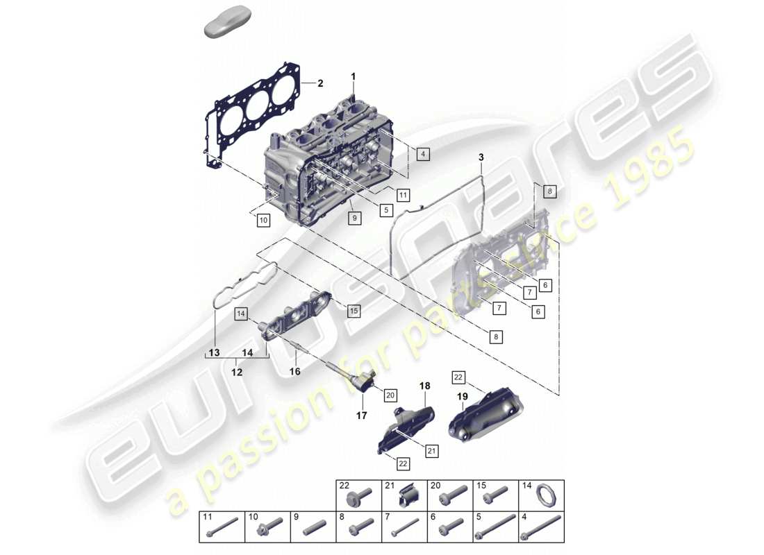 porsche 2021 (718 cayman gt4) testata del cilindro guarnizione della testata del cilindro coperchio della valvola scudo termico diagramma delle parti