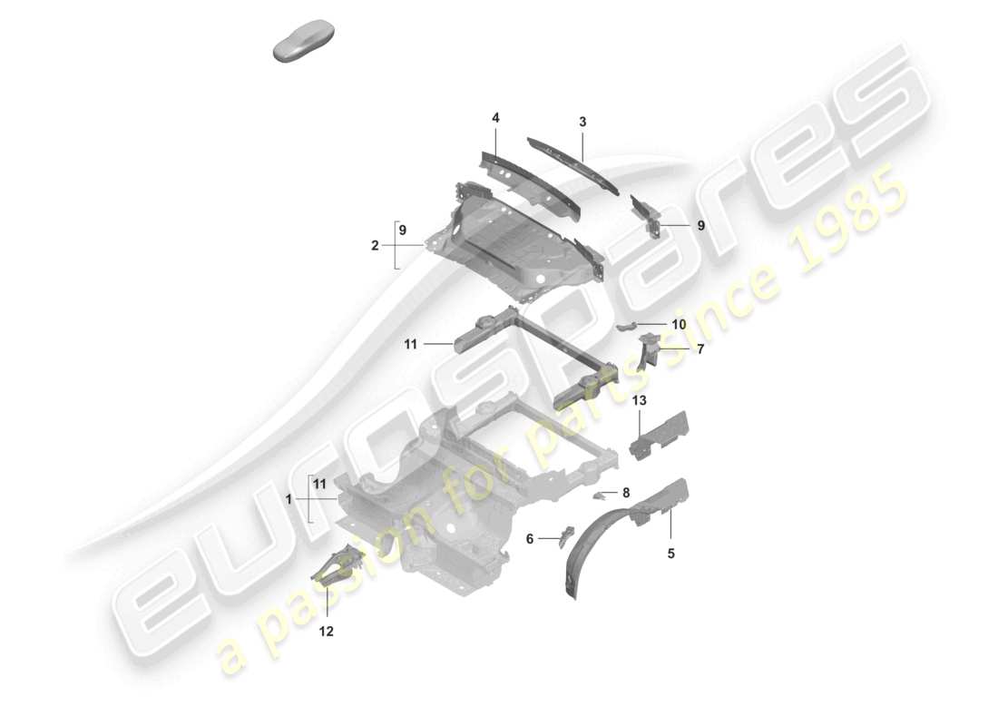 porsche 2020 (992-1 turbo / s) diagramma delle parti posteriori della cabriolet