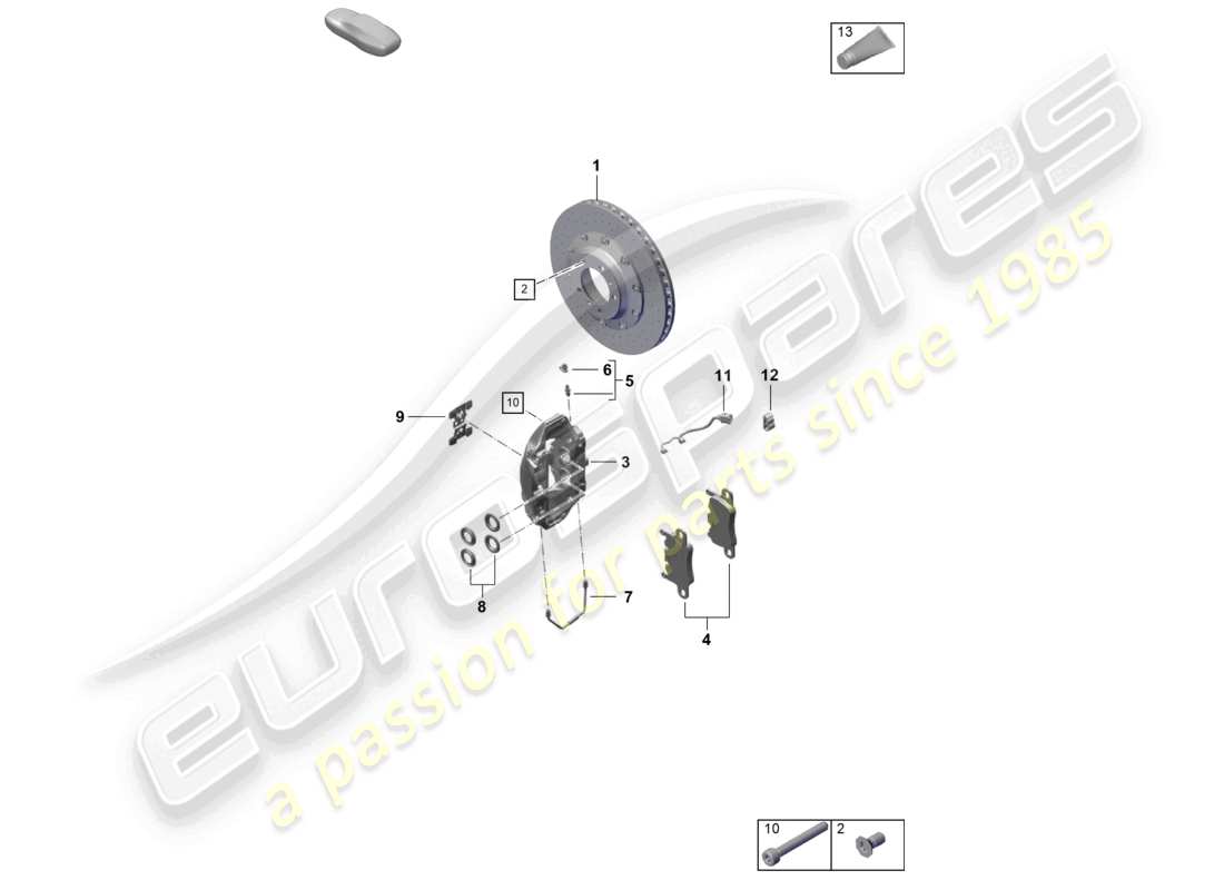 porsche 2021 (718 cayman gt4) freno a disco assale posteriore diagramma delle parti