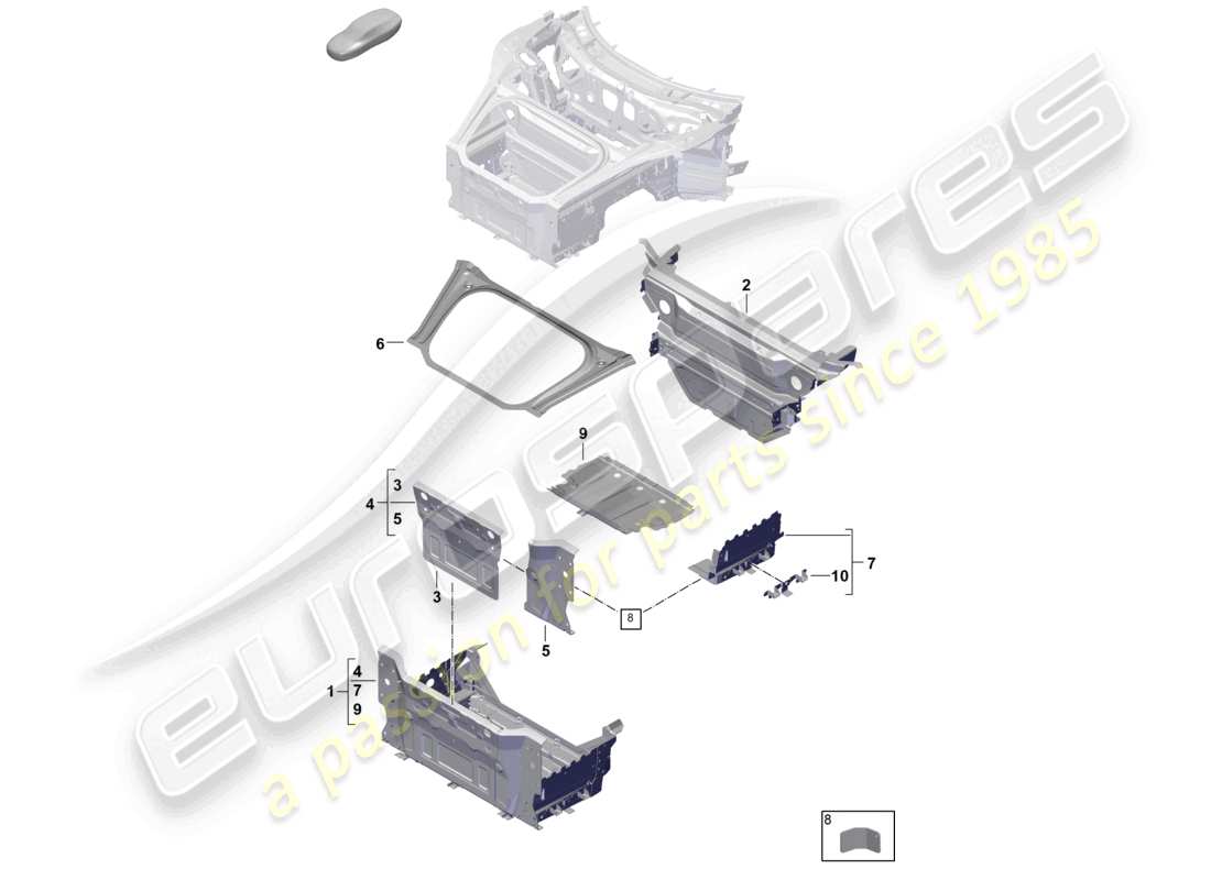 porsche 2024 (992-2) piastra del pavimento del bagagliaio anteriore parti singole diagramma delle parti