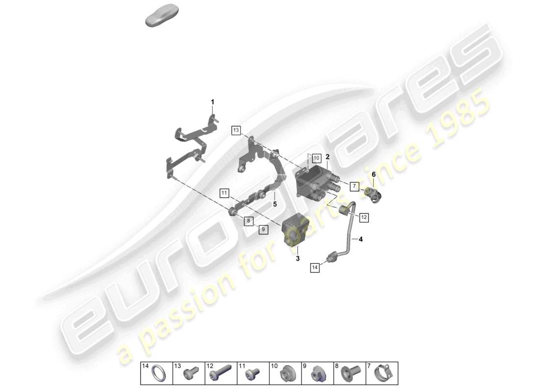 porsche 2024 (992-2) schema delle parti dello scambiatore di calore posteriore del sistema di riscaldamento e aria condizionata