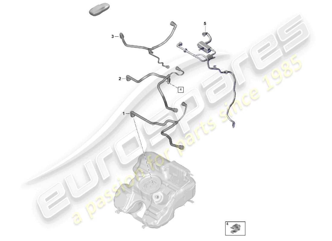 porsche 2025 (992-2) linea di sfiato ventilazione del serbatoio diagramma delle parti