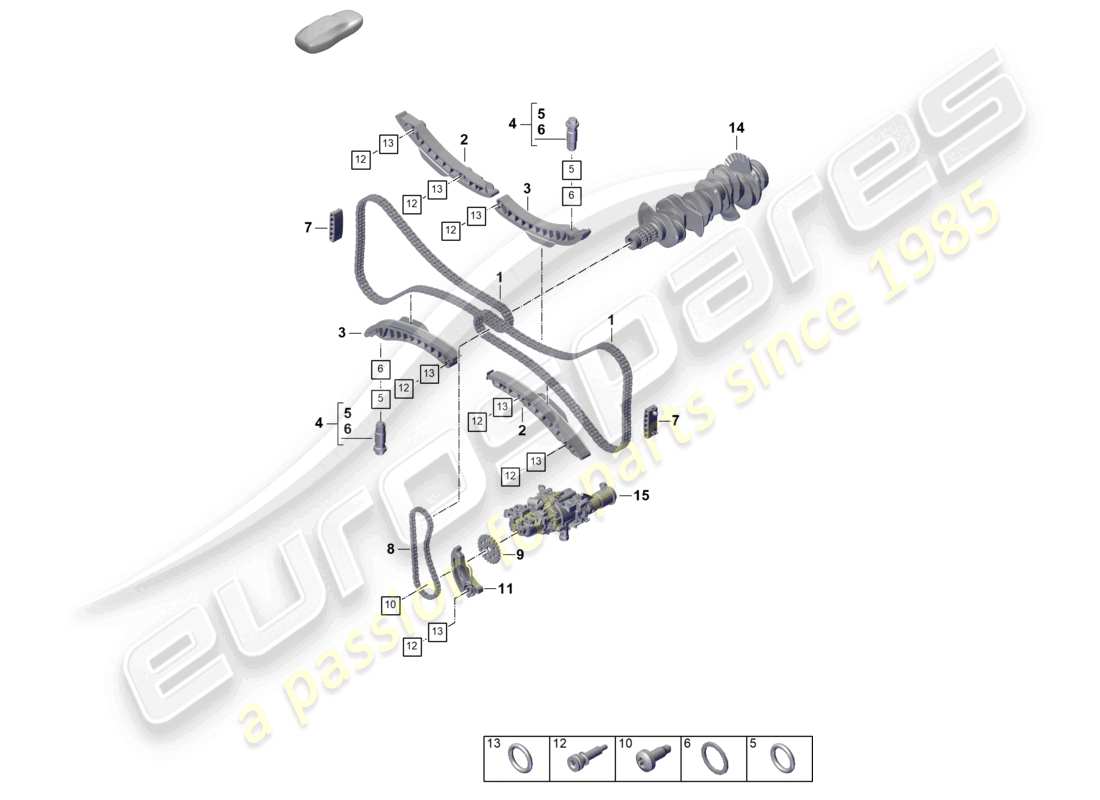 porsche 2024 (992-2) tendicatena catena di distribuzione diagramma delle parti