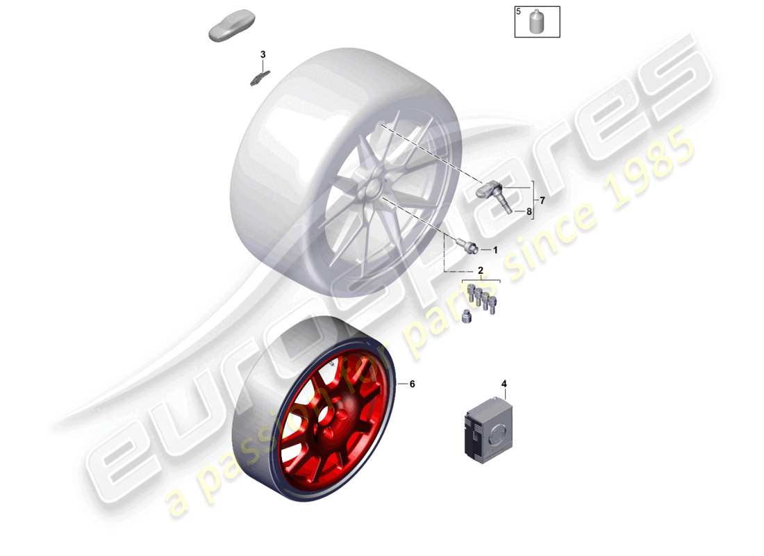 porsche 2024 (992-2) parti singole cerchio in lega diagramma delle parti