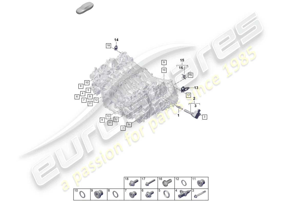 porsche 2024 (992-2) testata del cilindro parti singole tappo di tenuta sensori diagramma delle parti