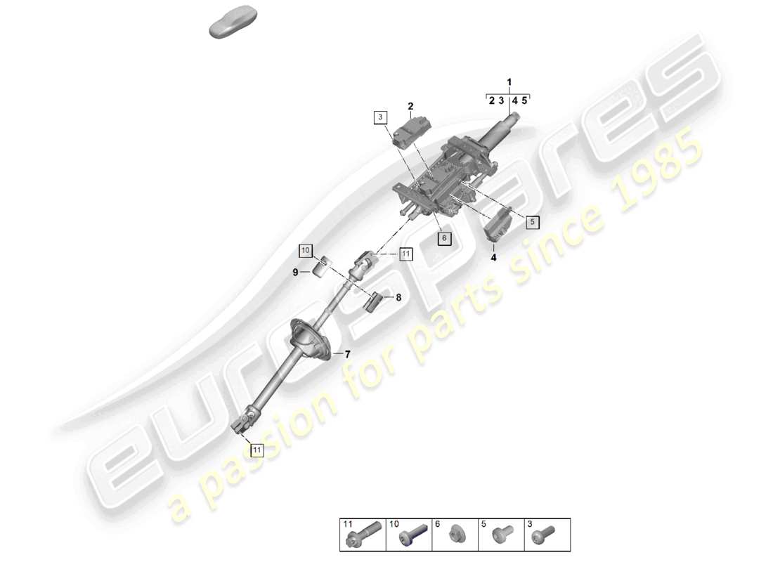 porsche 2025 (panamera 976) colonna dello sterzo albero dello sterzo intermedio schema delle parti