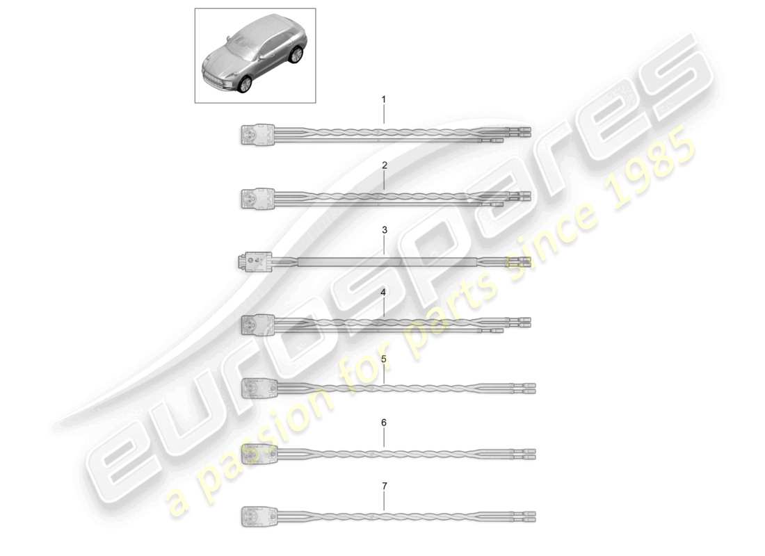 porsche 2021 (macan) set di cavi airbag per cintura di sicurezza schema delle parti