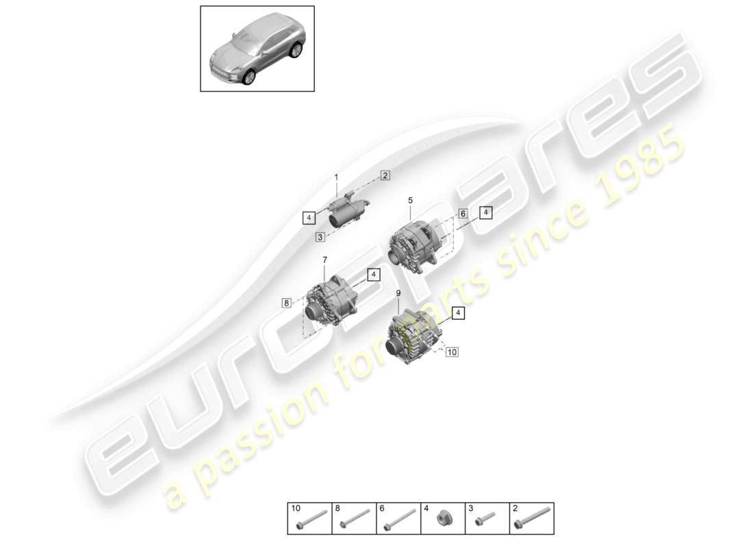 porsche 2021 (macan) alternatore di avviamento diagramma delle parti