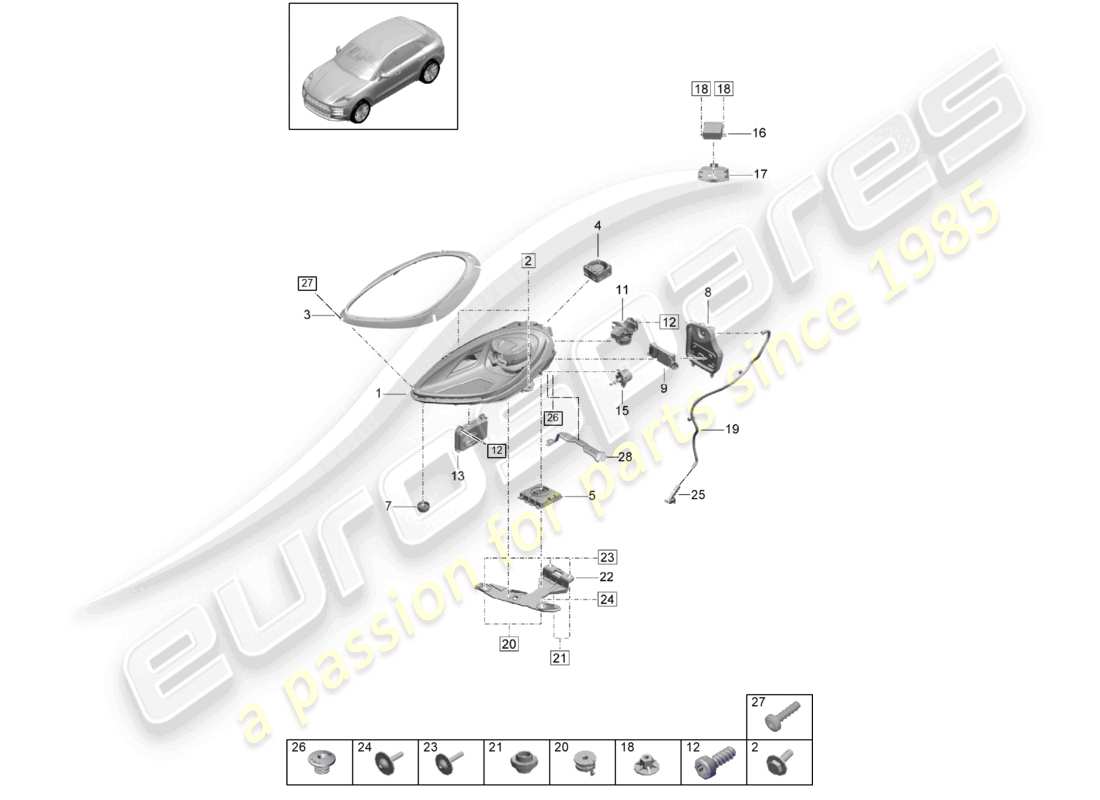 porsche 2021 (macan) faro led pdls nero pdls+ diagramma delle parti