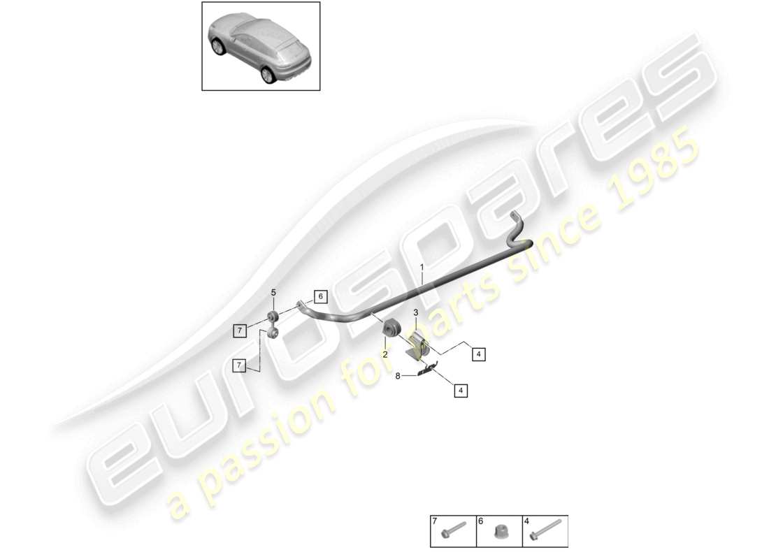 porsche 2021 (macan) barra antirollio diagramma delle parti