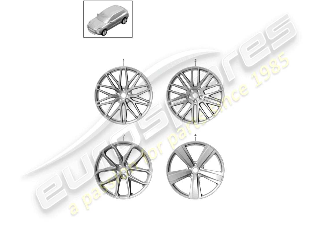 porsche 2021 (macan) cerchio in lega 21 diagramma delle parti