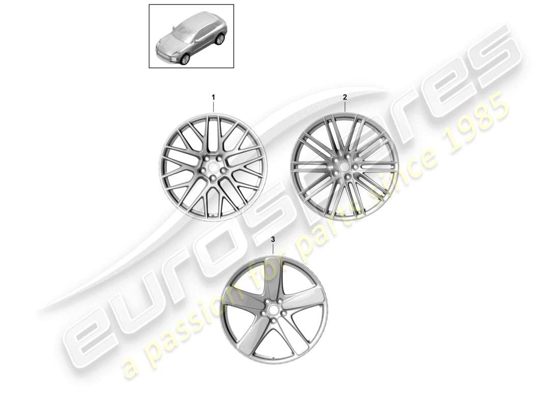 porsche 2021 (macan) cerchio in lega 21 diagramma delle parti