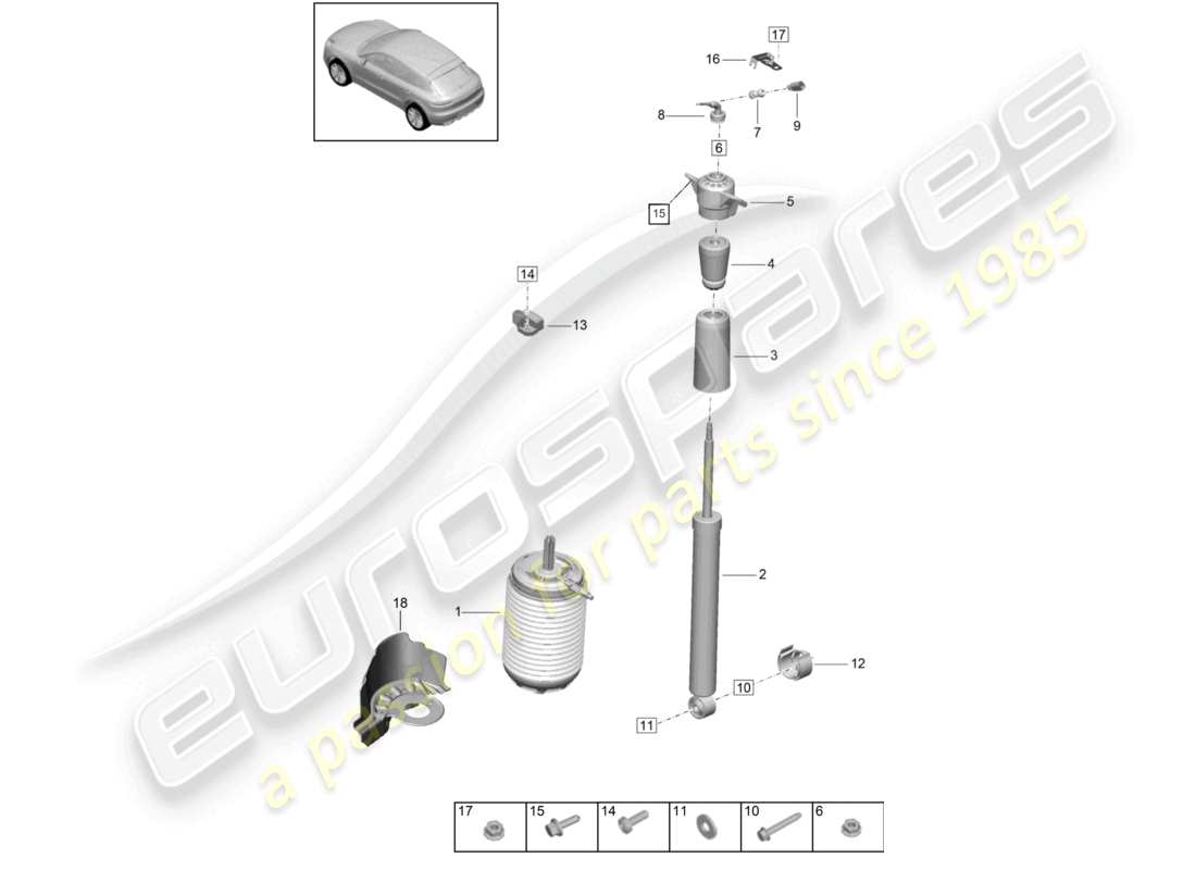 porsche 2021 (macan) sospensione pneumatica diagramma delle parti
