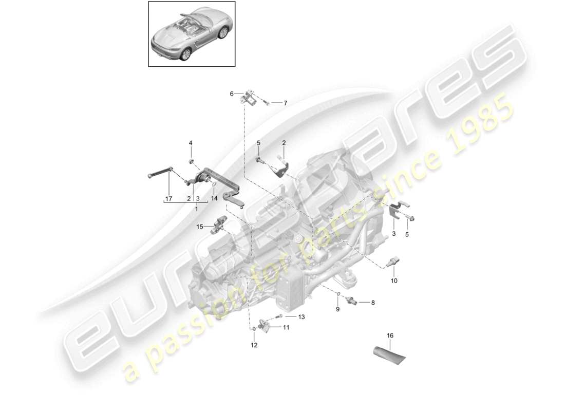 porsche 2021 (718 boxster) cambio manuale parti singole modulo sensore schema delle parti