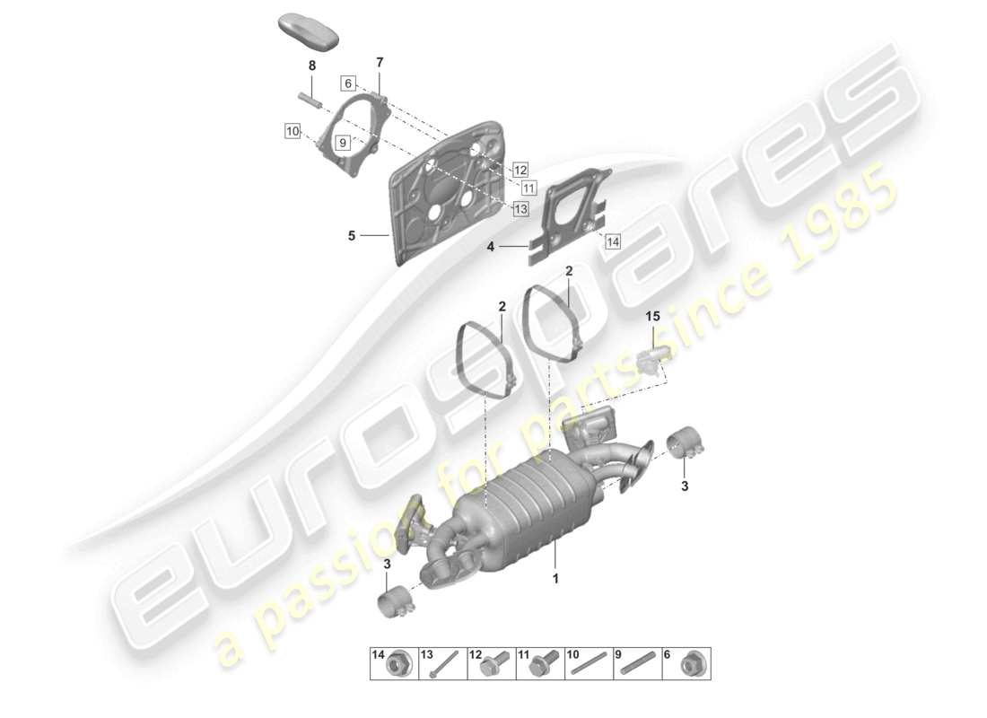 porsche 2024 (992-2) schema delle parti silenziatore