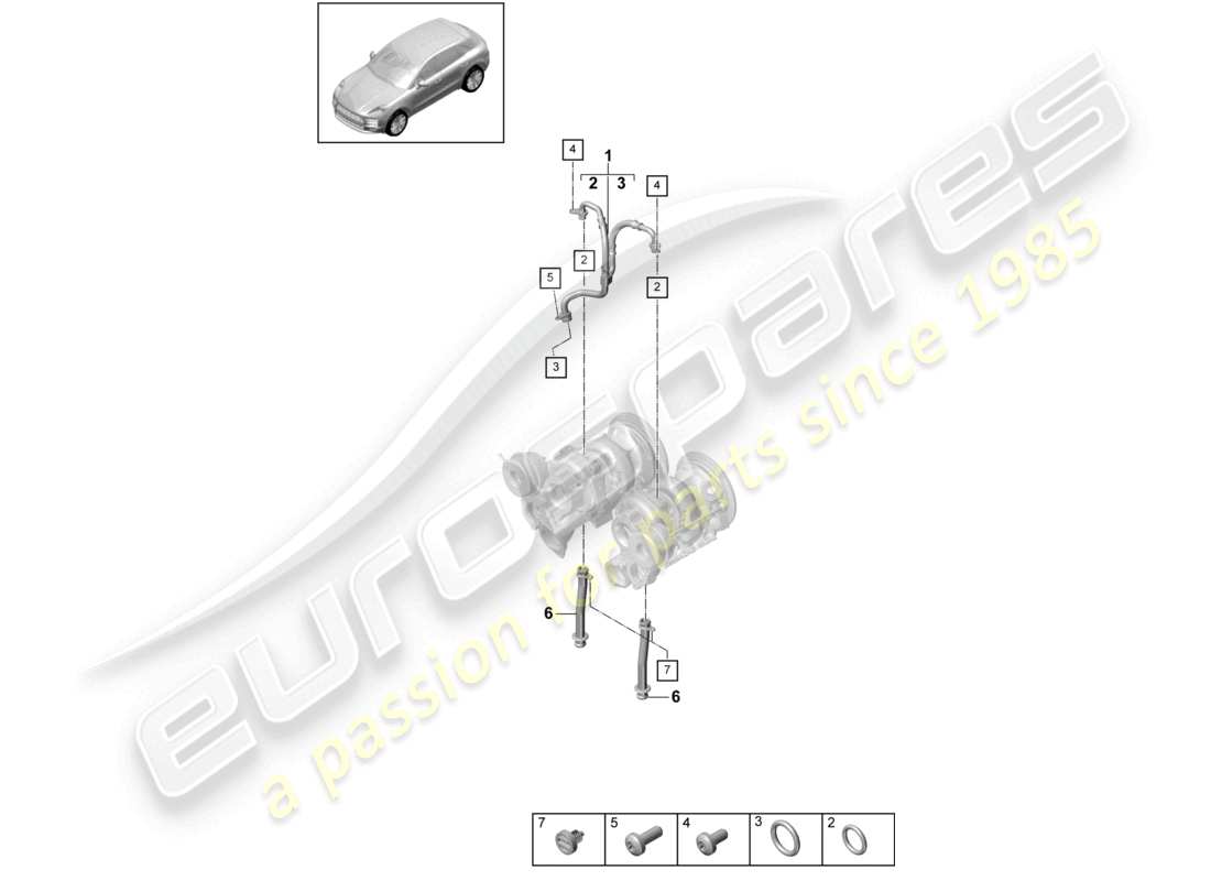 porsche 2021 (macan) schema elettrico della linea di pressione dell'olio per il turbocompressore a gas di scarico
