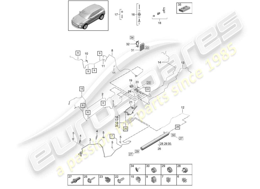 porsche 2021 (macan) schema delle parti dell'alimentazione dell'aria delle sospensioni adattive
