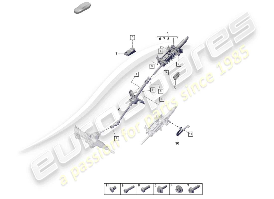 porsche 2023 (cayenne e3 pa) colonna dello sterzo albero dello sterzo intermedio diagramma delle parti