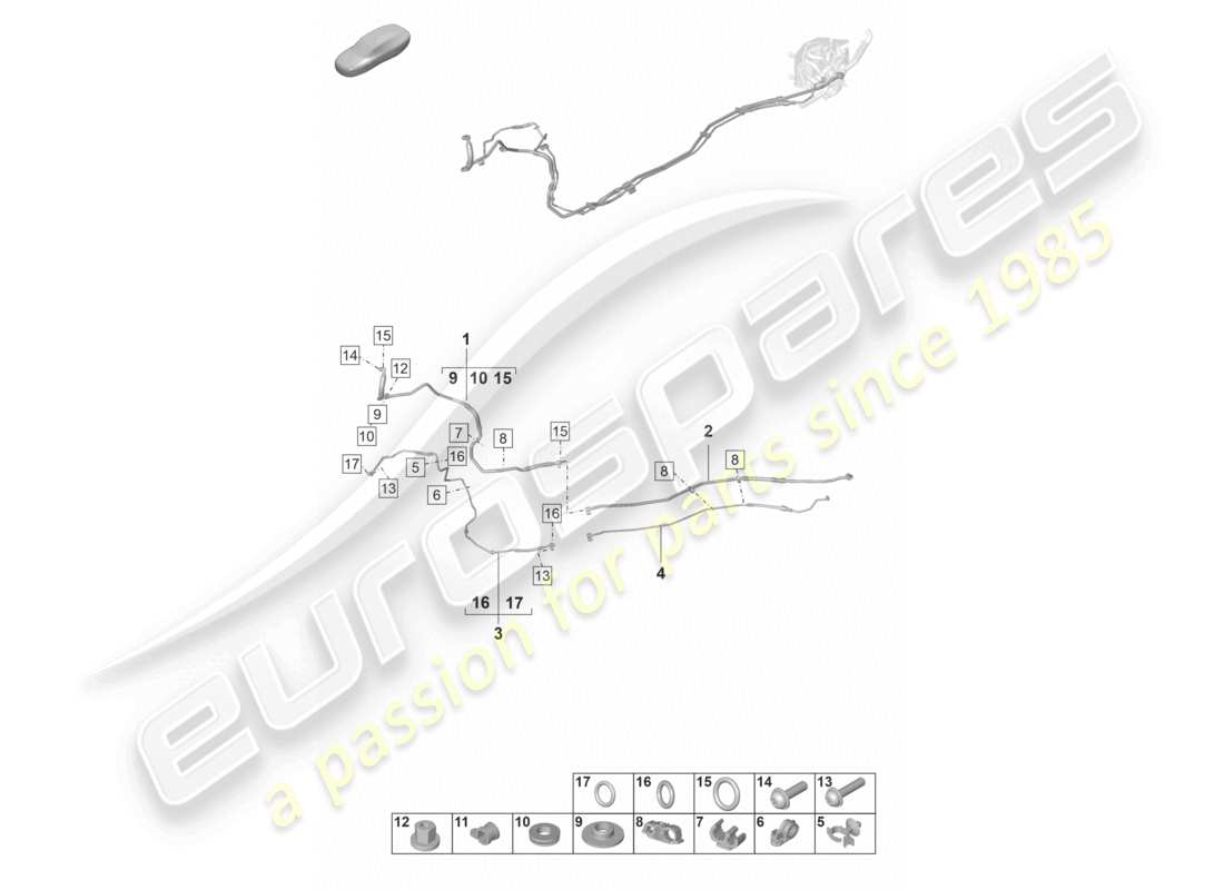 porsche 2024 (panamera 971-2) riscaldamento, sistema di aria condizionata per veicoli con circuito refrigerante a trazione ibrida schema delle parti del sottoscocca