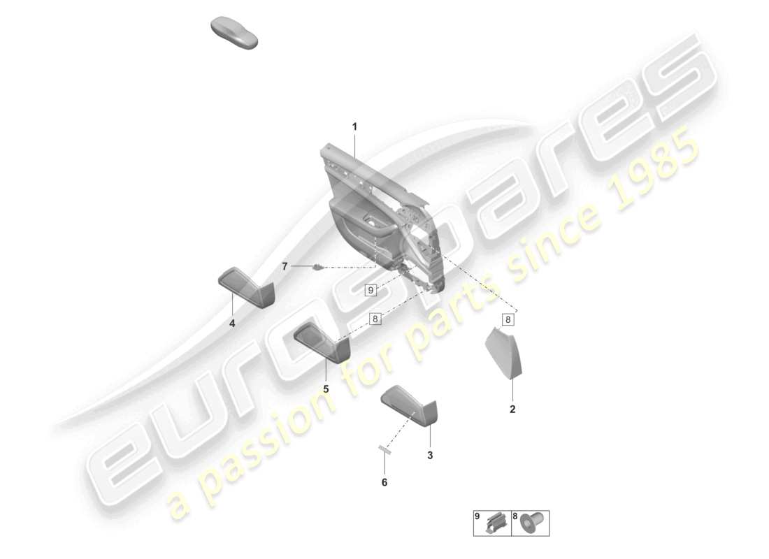 porsche 2024 (panamera 971-2) pannello porta anteriore in pelle bicolore schema ricambi
