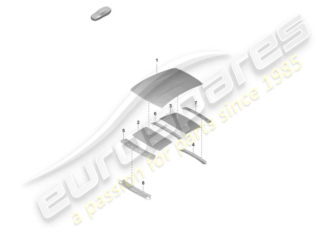 porsche 2020 (taycan 9j1-1) diagramma delle parti di smorzamento del pannello esterno del tetto