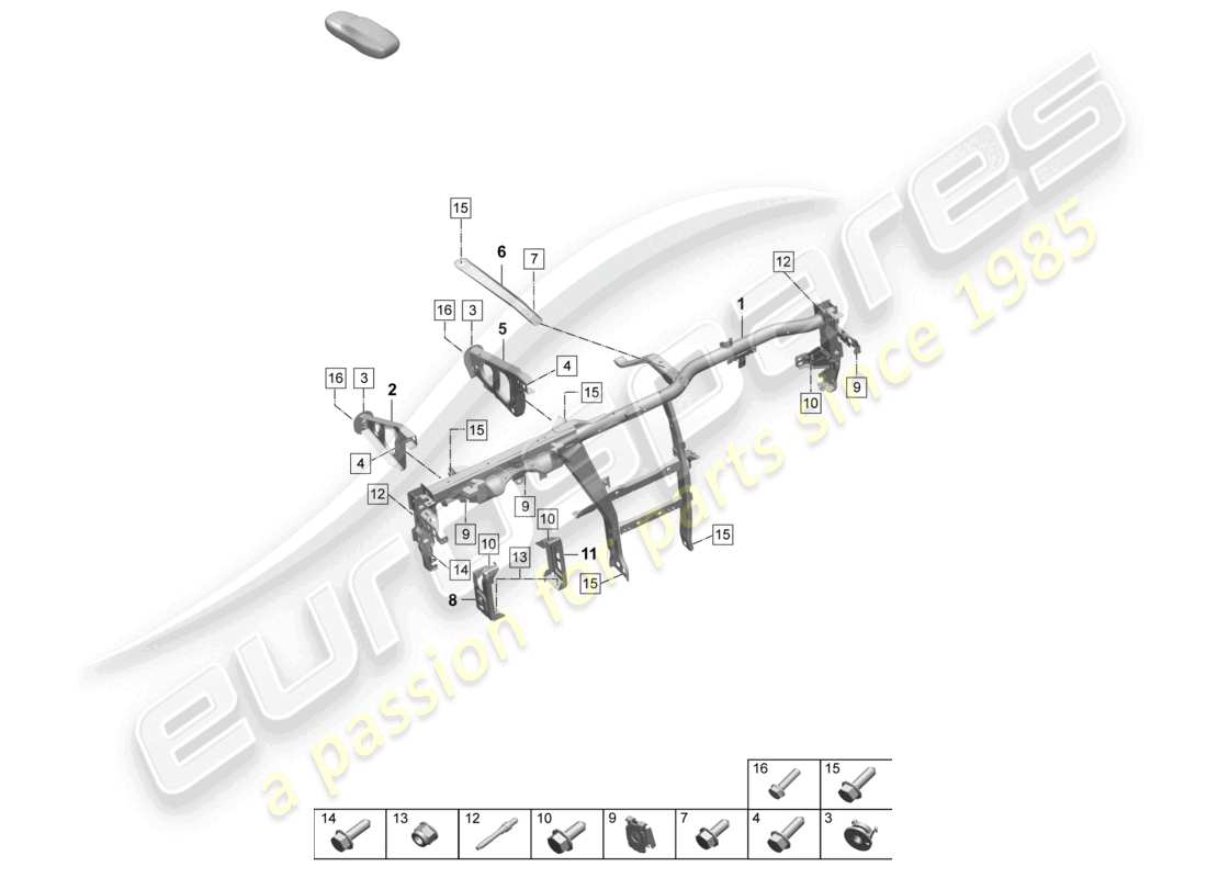 porsche 2025 (macan-e) telaio di sostegno cruscotto diagramma delle parti