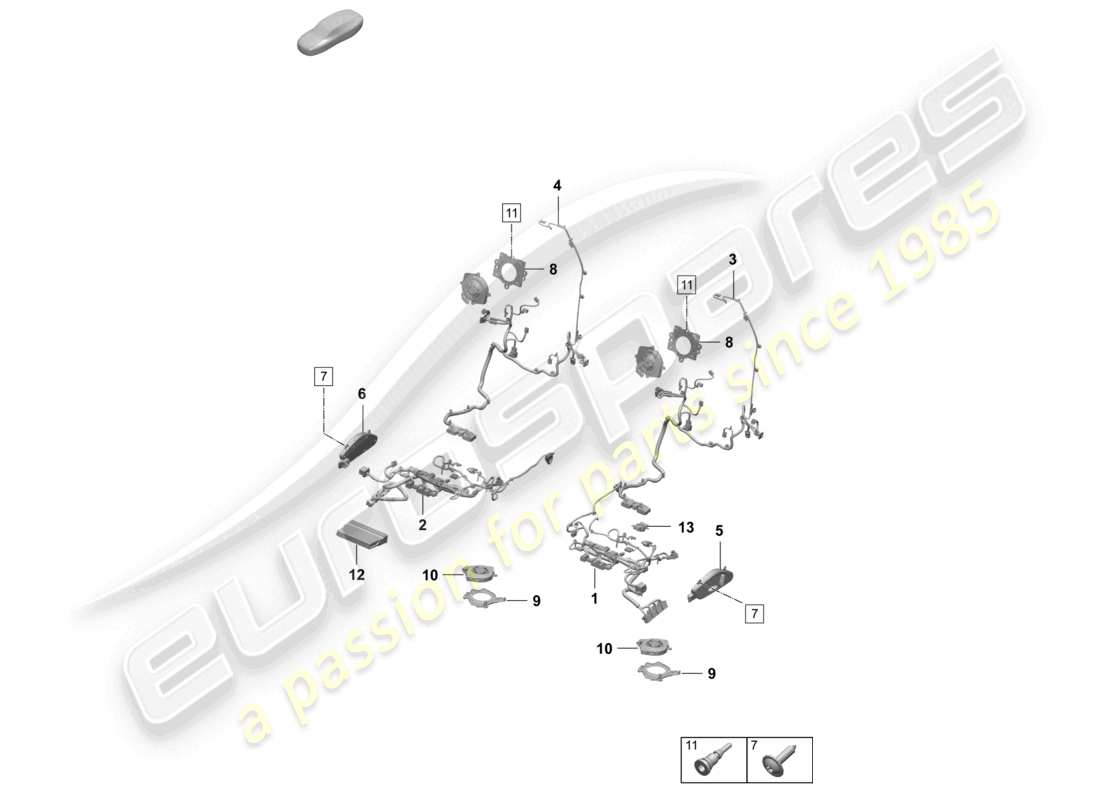 porsche 2025 (macan-e) sedile comfort elettrico diagramma delle parti