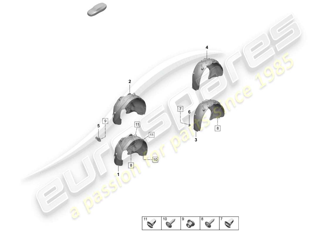 porsche 2025 (macan-e) rivestimento passaruota anteriore e posteriore accessori schema delle parti