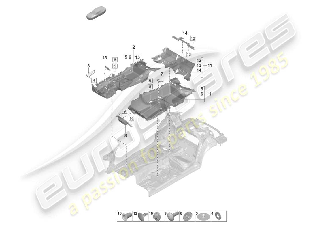 porsche 2024 (panamera 971-2) schema delle parti della pavimentazione