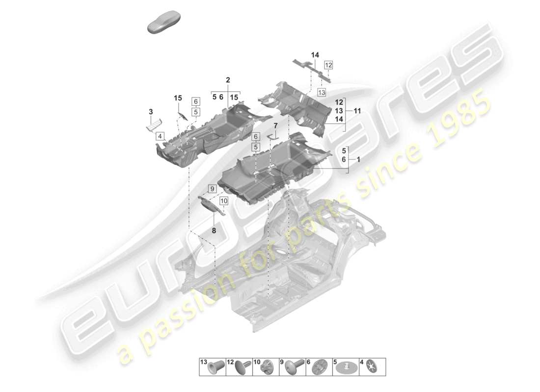 porsche 2024 (panamera 971-2) schema delle parti della pavimentazione
