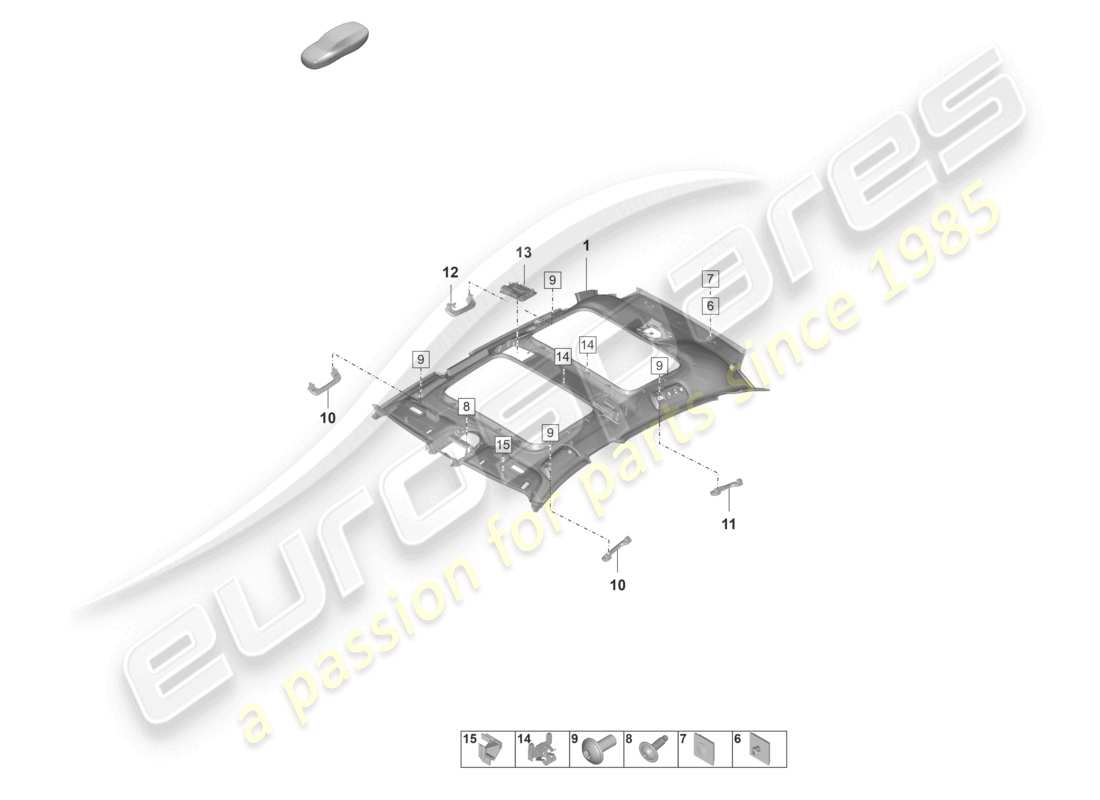 porsche 2024 (panamera 971-2) schema delle parti degli accessori per le finiture del tetto