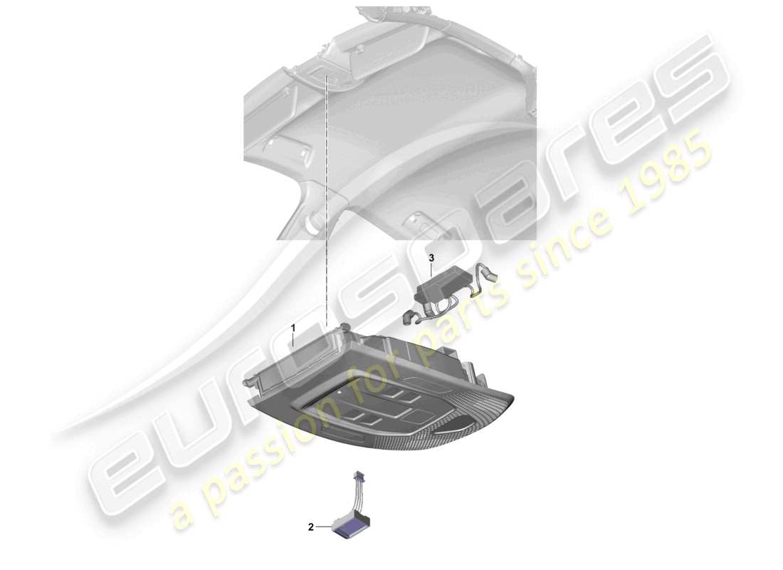 porsche 2025 (panamera 976) schema delle parti della console del tetto