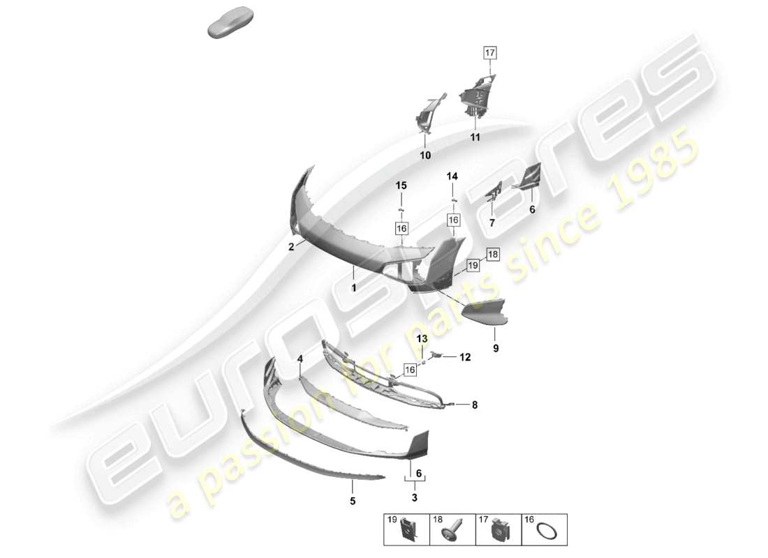 porsche 2026 (taycan 9j1-2) paraurti anteriore modello speciale diagramma delle parti