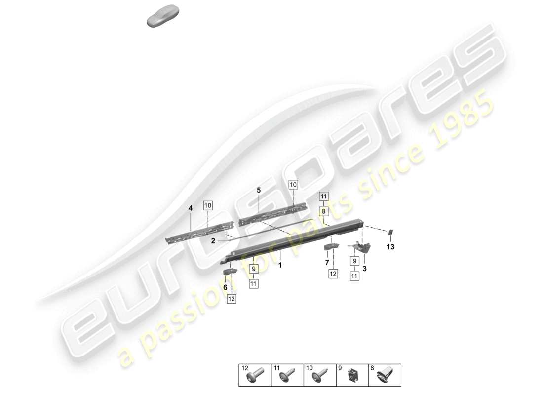 porsche 2025 (macan-e) accessori esterni per rivestimento longheroni diagramma delle parti