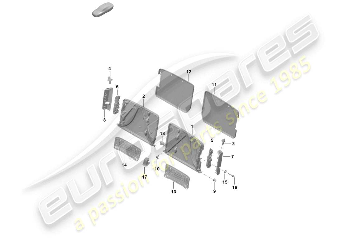 porsche 2025 (992-2 gt3) schema delle parti telaio schienale