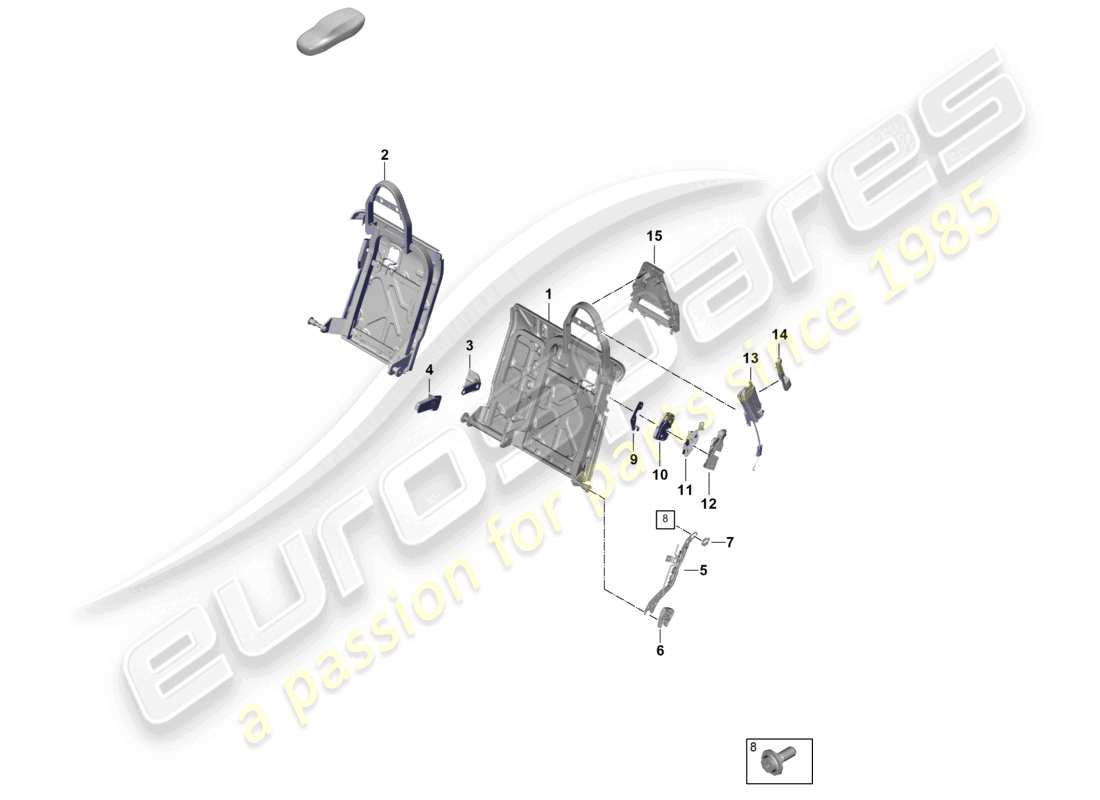 porsche 2025 (panamera 976) telaio schienale sedile standard diagramma delle parti